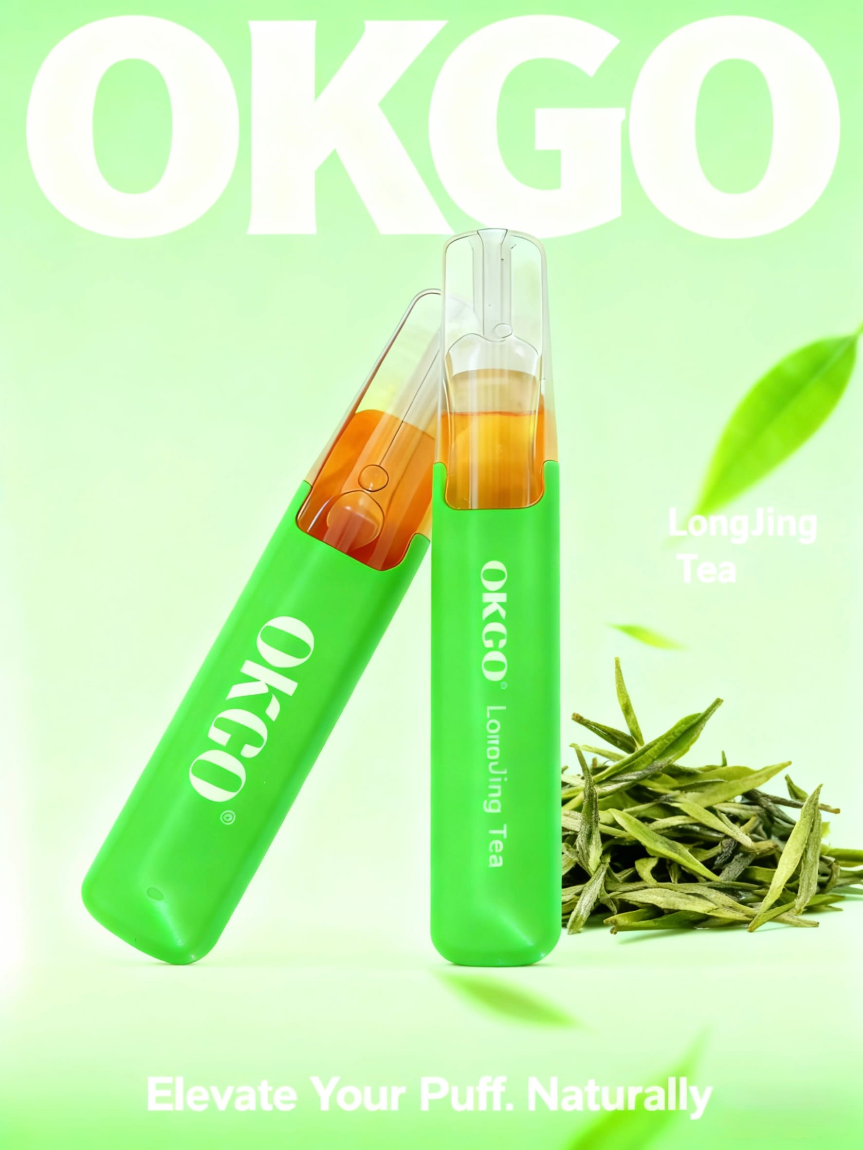 OKGO-6500-Puffs-Long-Jing-Tea.jpg OKGO 6500 Puffs Long Jing Tea -3 Pack - Image 1